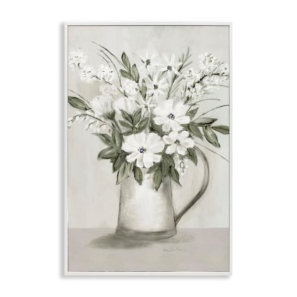Stupell Industries Country Pitcher Bouquet by Marilyn Dunlap White Framed Nature Giclee Art Print 18 in. x 12 in.