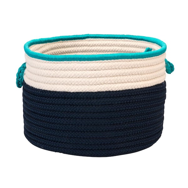 Colonial Mills Indoor/Outdoor Navy/Turquoise 22 in. x 22 in. x 14 in. Round Polypropylene Storage Bin