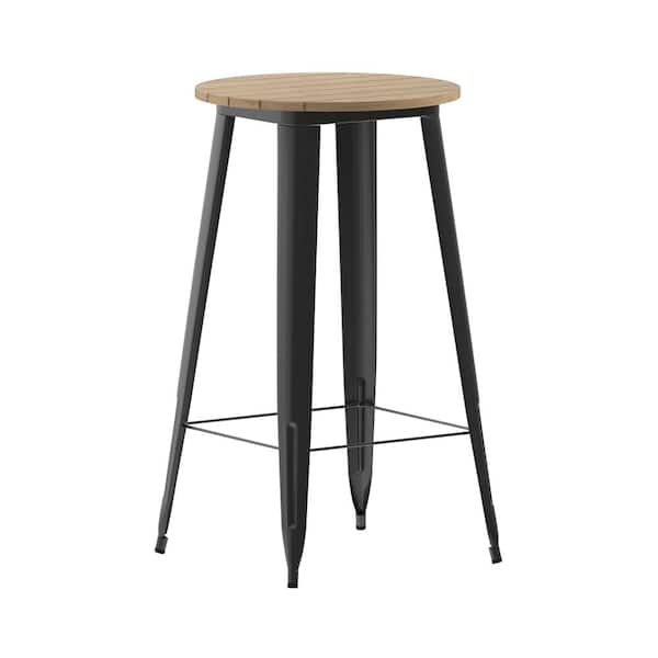TAYLOR + LOGAN 24 in. Round Brown/Black Plastic 4-Leg Dining Table with Steel Frame (Seats-2)