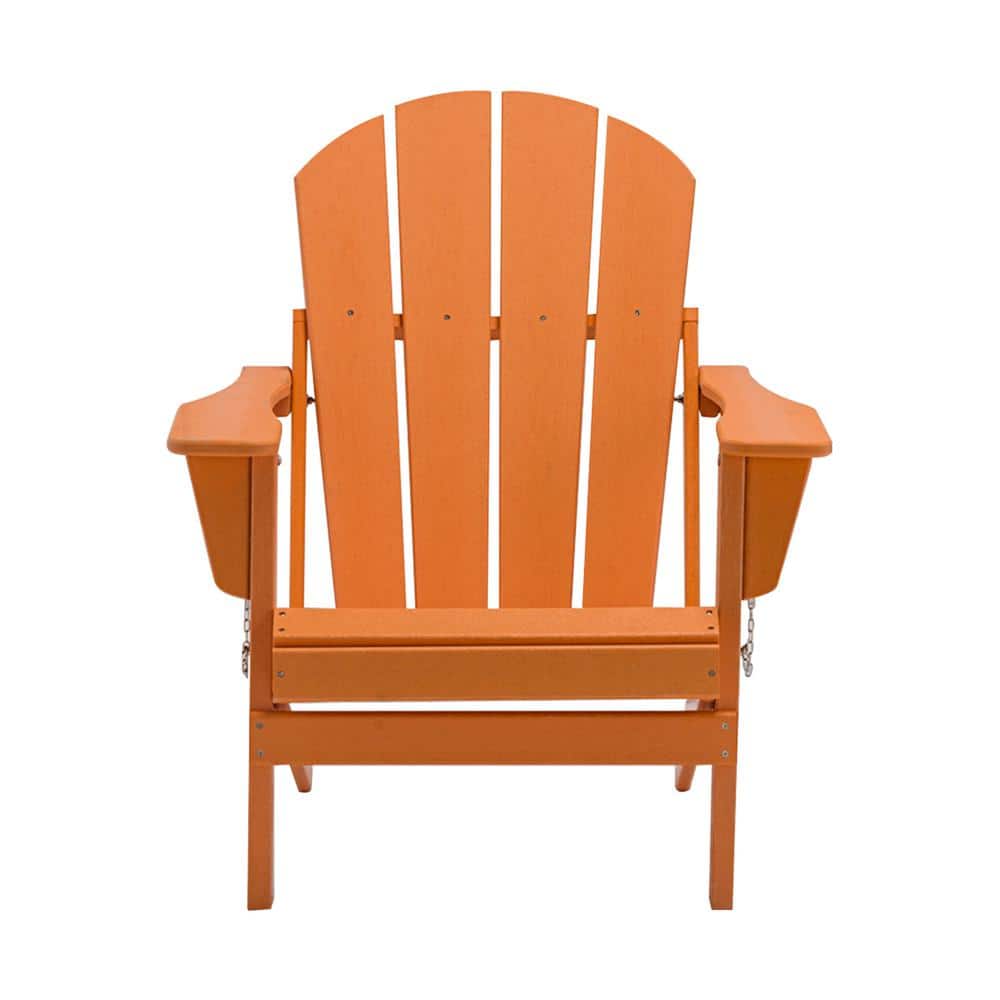 Classic Orange Folding Plastic Adirondack Chair