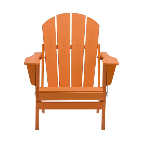 Unbranded Classic Orange Folding Plastic Adirondack Chair