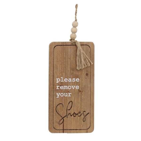 PARISLOFT Please Remove Your Shoes Wood Wall Decorative Sign