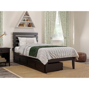 Oxford Espresso Twin XL Solid Wood Storage Platform Bed with 2 Drawers and USB Charger