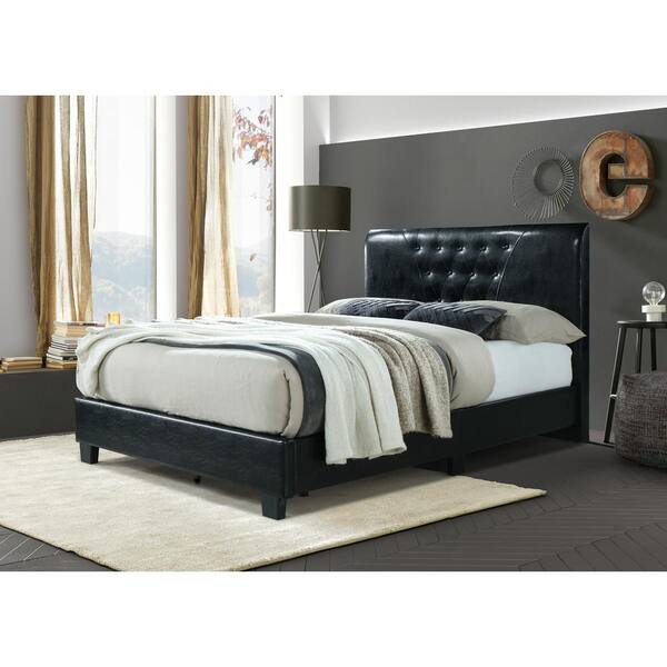 Hodedah Full Size Platform Bed With, Black Upholstered Headboard Full Size