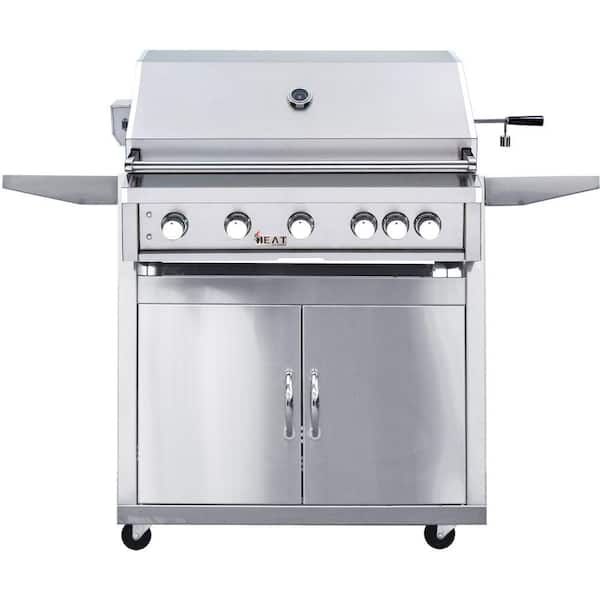 Cambridge 40 in. 5-Burner Propane Gas Grill in Stainless Steel with Cart