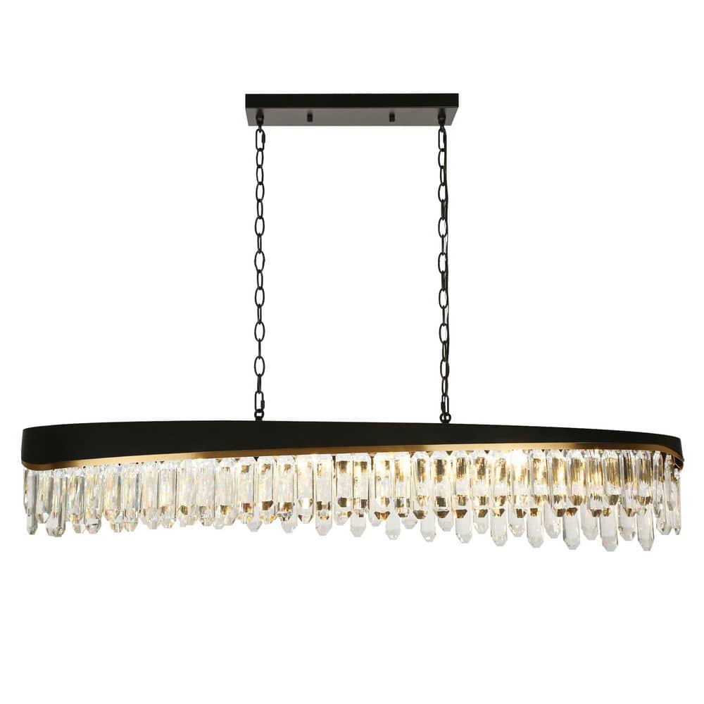 Zephyrine 10-Light Matte Black and Plating Brass Crystal Oval Chandelier with No Bulb Included price history on PriceWatchPro