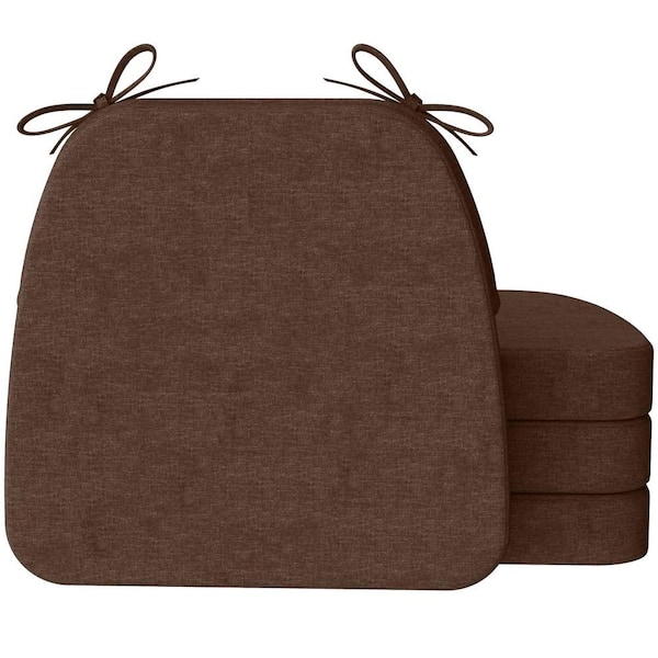 17 in. x 16 in. x 2 in. D-Shaped Indoor Chair Cushions Removable Cover Kitchen and Dining Chairs in Brown (Set of 4)