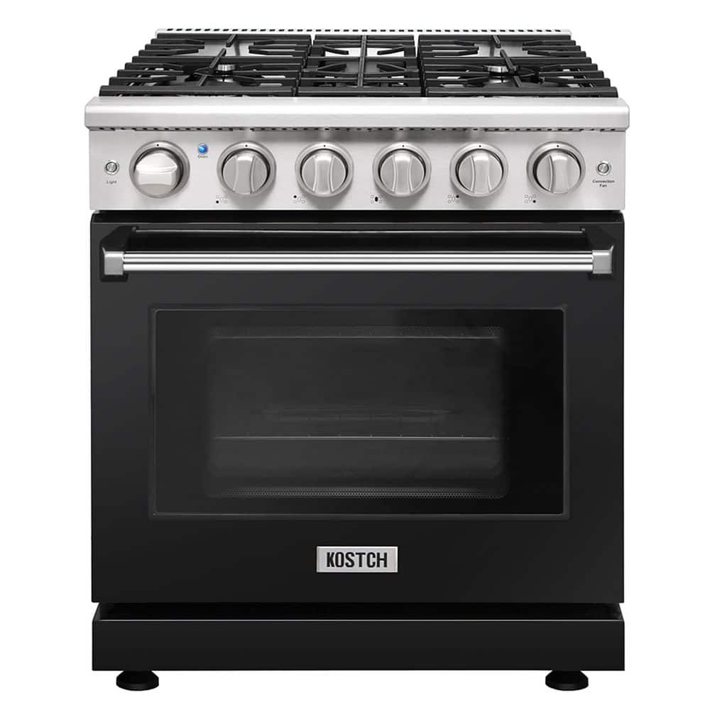 30 in. 5 Burners Freestanding Natural Gas Range in Stainless Steel with 4.55 cu. ft. Convection Oven and Black Oven Door price history on PriceWatchPro