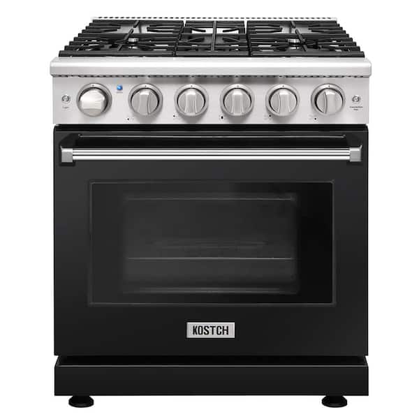30 in. 5 Burners Freestanding Natural Gas Range in Stainless Steel with 4.55 cu. ft. Convection Oven and Black Oven Door