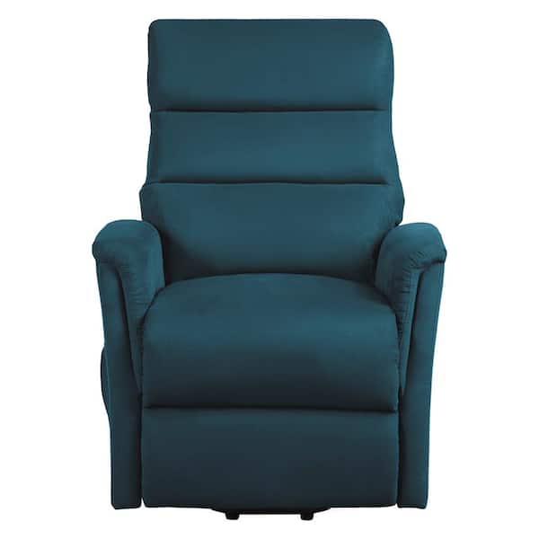 EVERGLADE HOME Shola Blue Microfiber Upholstered Power Lift Reclining Chair with Massage and Heat