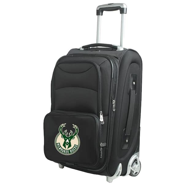 Denco NBA Milwaukee Bucks 21 in. Black Carry-On Rolling Softside Suitcase