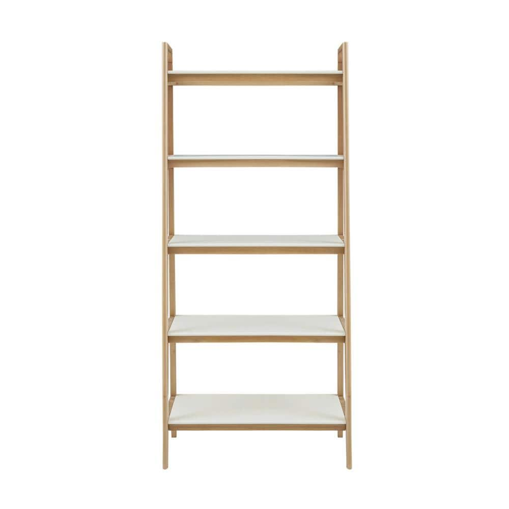 Madison Park Avalon 73 in. Tall Off-White/Natural Wood Bookcase MP131 ...