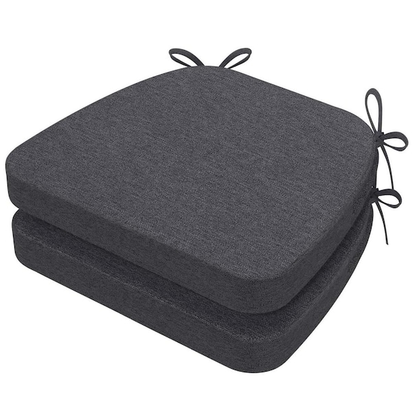 Unbranded 17" x 16" x 2" D-Shaped Indoor Chair Cushions with Removable Cover for Kitchen and Dining Chairs in Dark Grey (Set of 2)