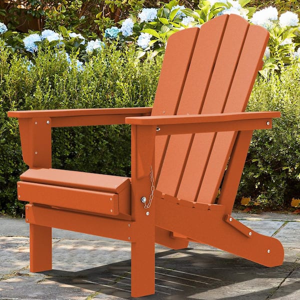 JEAREY HIPS Classic Orange Stitching Folding Plastic Adirondack Chair (Set of 1)