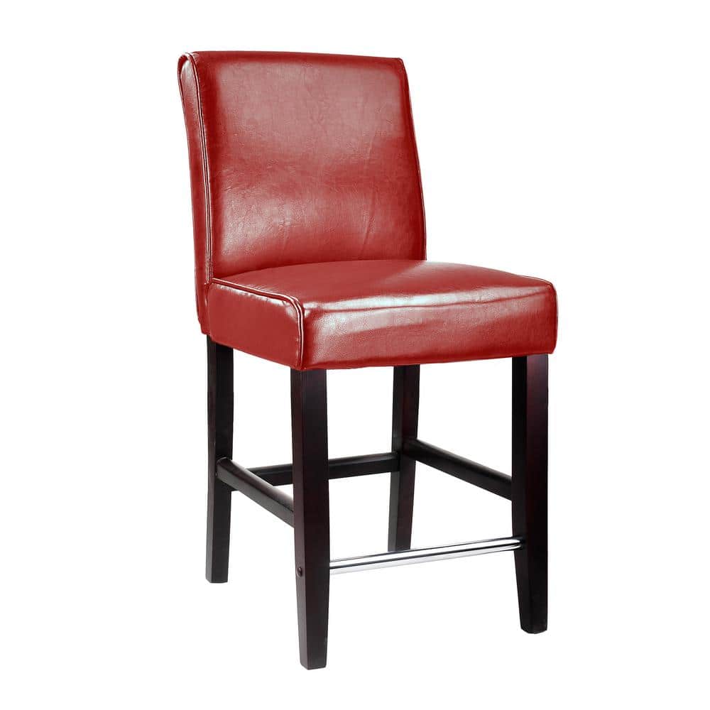 Red Bonded Leather Bar Stool Dad, Red Leather Counter Stools