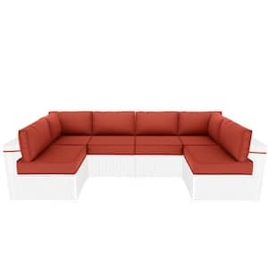 26 in. x 26 in. x 5 in. (14-Piece) Deep Seating Outdoor Lounge Chair Sectional Cushion Terra Red