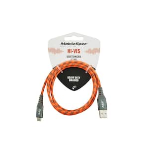 Hi-Vis 4 ft. Micro to USB Cable in Orange