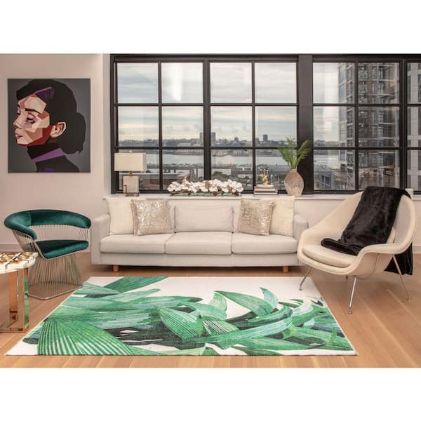 Maisie White Palm Area Rug - 2 X 4