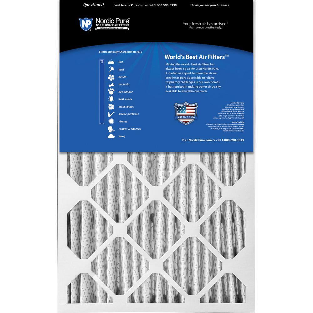 Nordic Pure 16x25x5 MERV 12 Pleated Air Filters 2 Pack