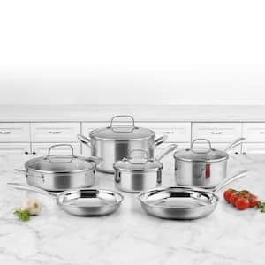 Tri-Ply 10-Piece Stainless Steel Cookware Set with Glass Lids