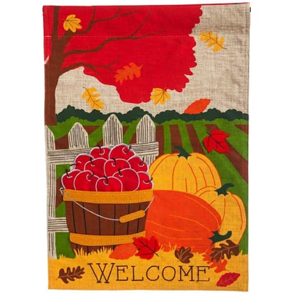 Meadow Creek 1 ft. x 1-1/2 ft. Fall Union Field Linen 2-Sided Garden Flag