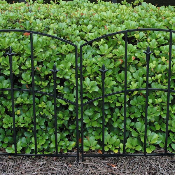 Alexander 32.25 in. H x 24.75 in. W Black Metal Garden Fence