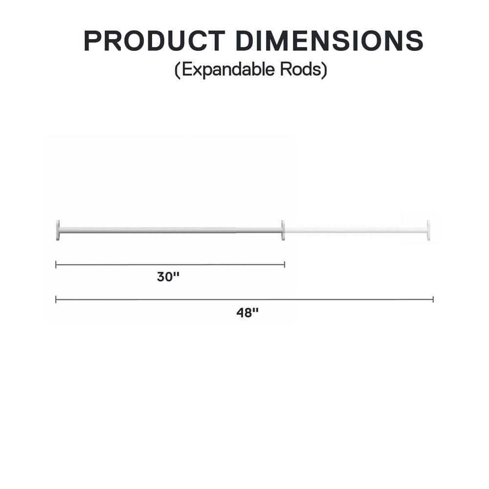Adjustable White Steel Closet Rod, 30-48 Inch