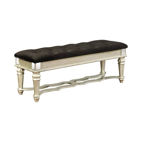 Coaster Benches Traditional Upholstered Bench in Black 