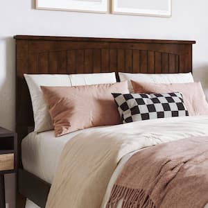 Nantucket Walnut Brown Full Solid Wood Panel Headboard with Attachable Charger