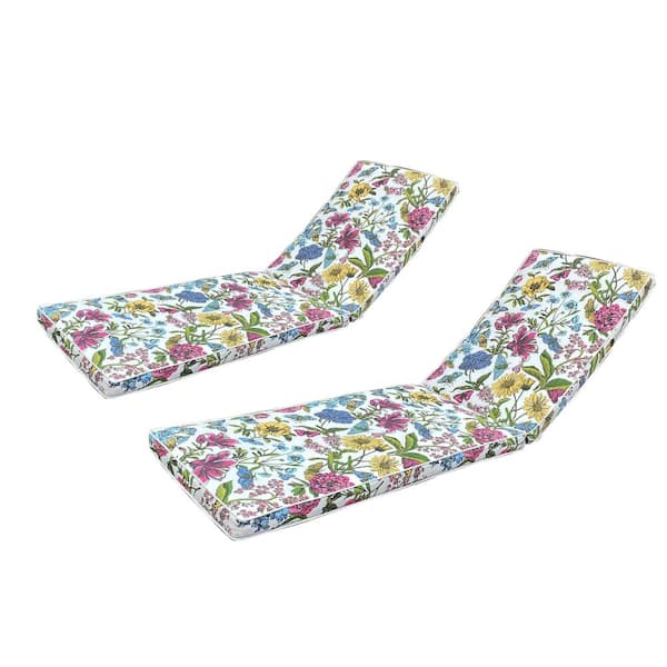 Unbranded 22.05 in. x 74.4 in. 2-Piece Outdoor Lounge Chair Replacement Cushion Red Flower