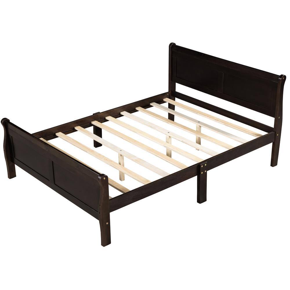 Qualler 87 in. W Espresso Queen Size Wood Frame Platform Bed BEL289142P ...