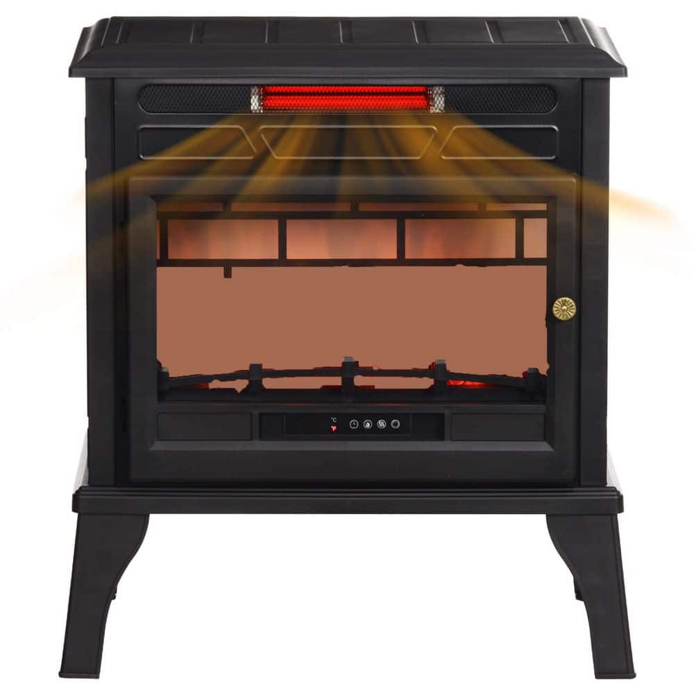 1000-Watt/ 1500-Watt Black Electric Fireplace Tower Radiant  Infrared Space