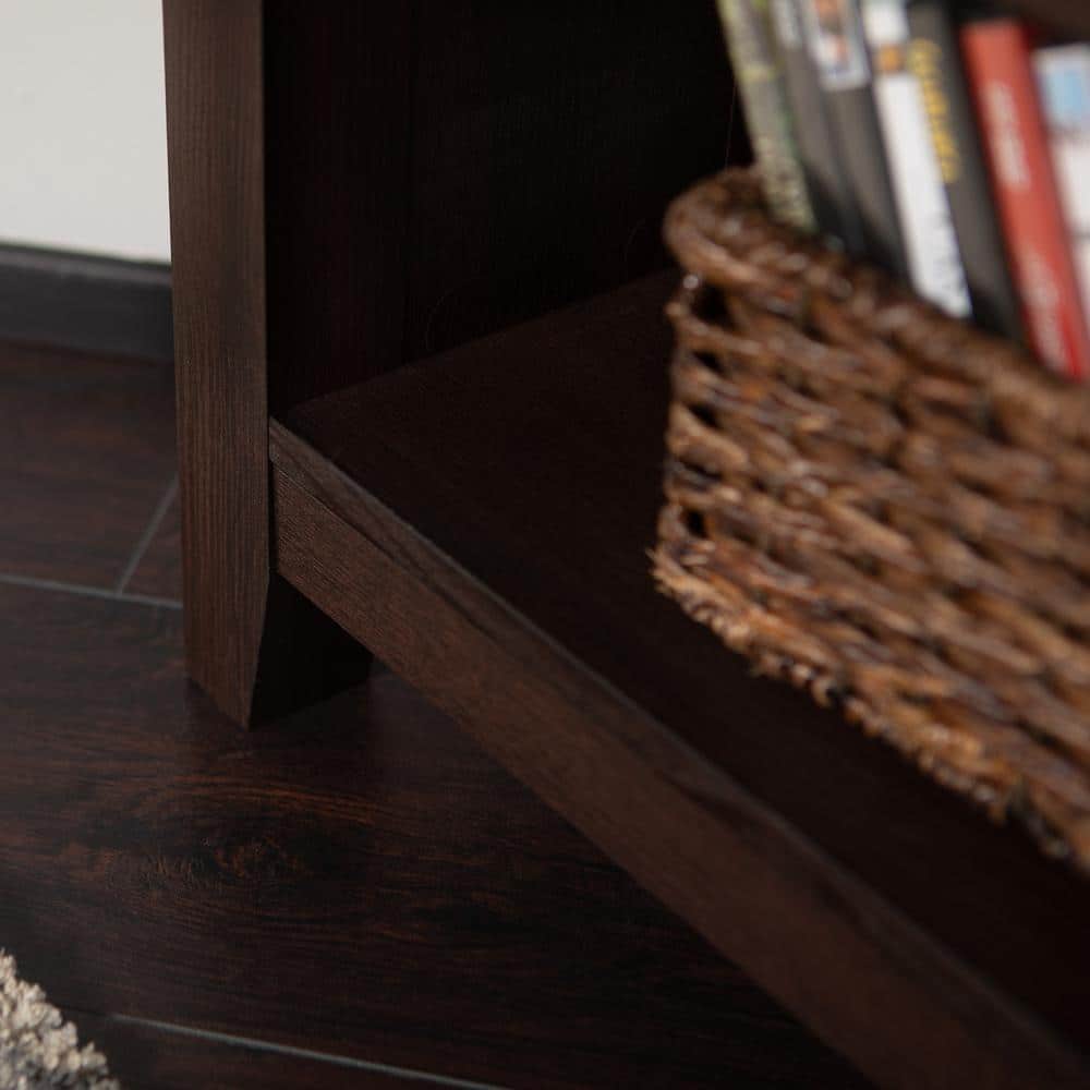 Espresso Corner Wood Media Stand with Adjustable Shelving