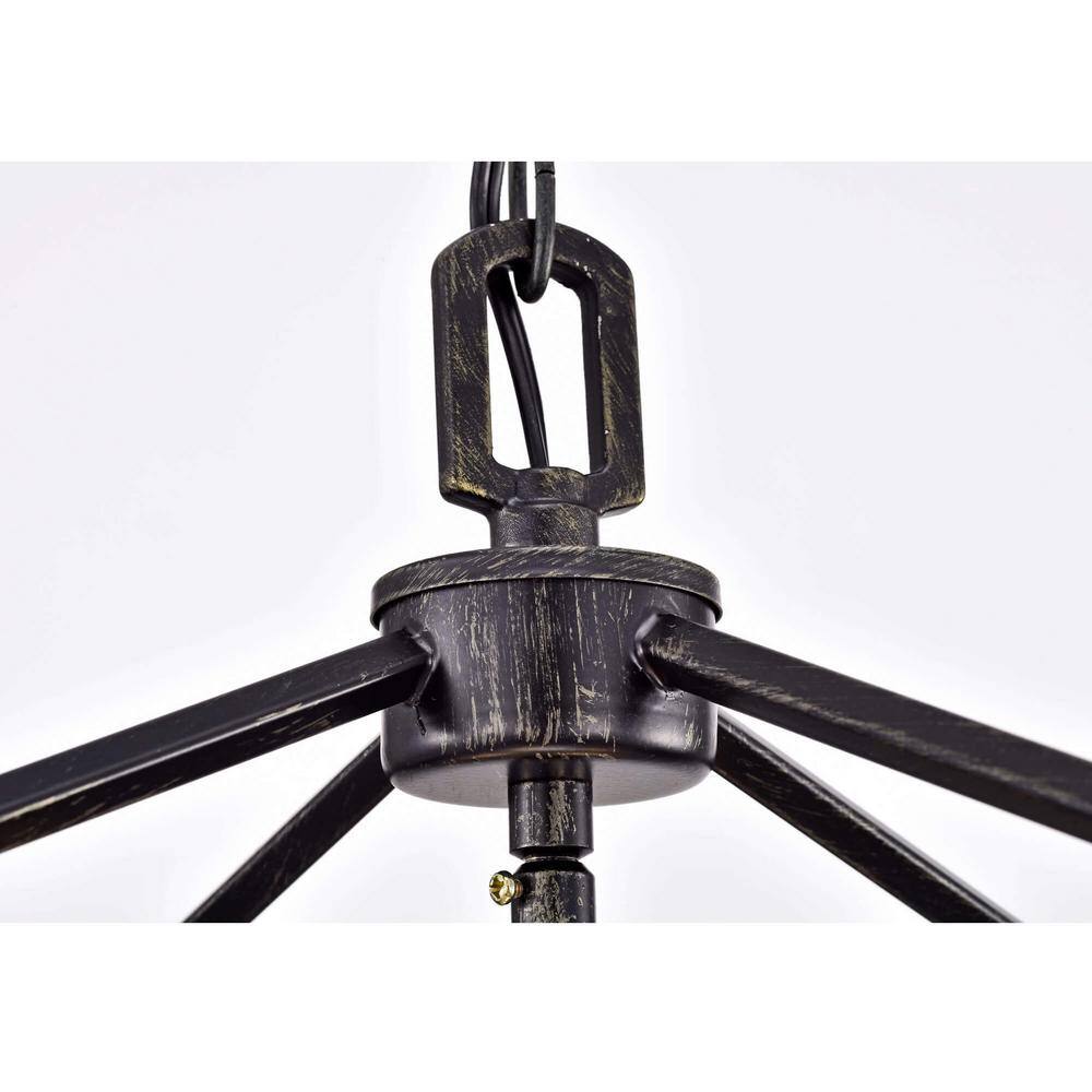Antique Black Iron Cage Chandelier with Adjustable Chain