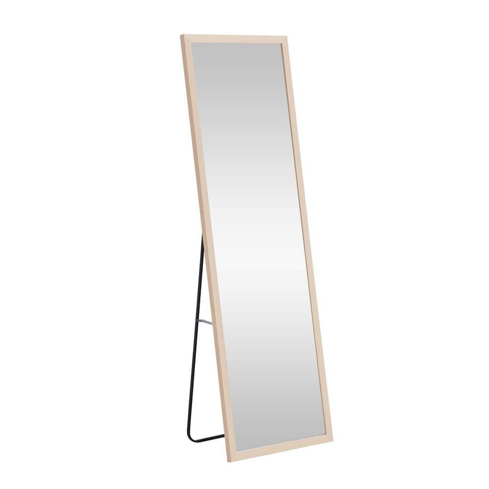Light Oak 17.3 in. W x 60 in. H Wooden Frame Full Body Mirror Floor Standin