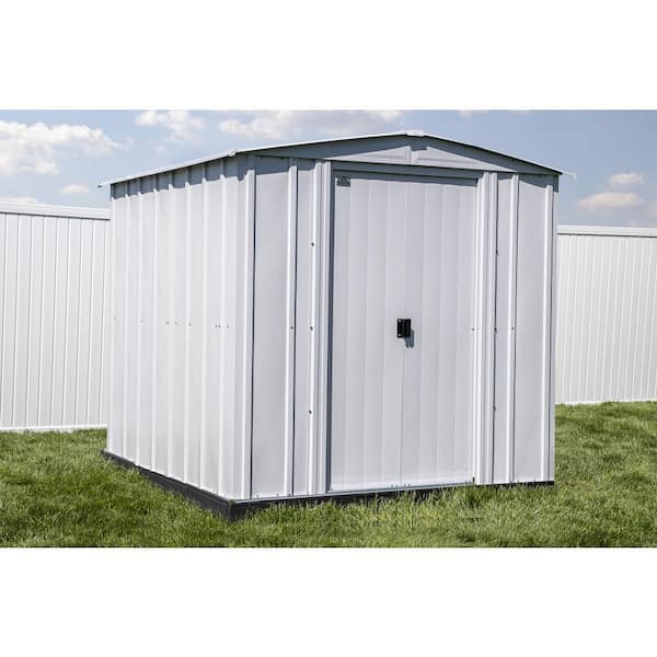 6 ft. x 7 ft. Light Grey Metal Storage Shed With Gable Style Roof 39 Sq. Ft.