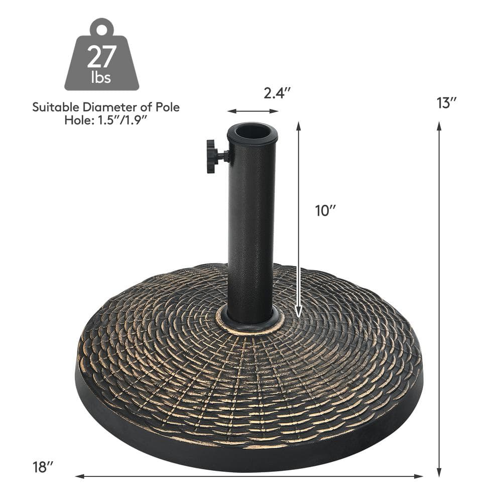 Bronze Heavy-Duty Resin Patio Umbrella Base Stand