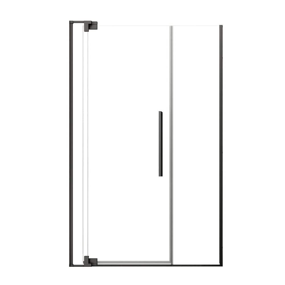 Rynolds Duo 49 in.-45 in. W x 76 in. H Pivot Frameless Shower Door in Matte Black with Clear Glass with Handle price history on PriceWatchPro