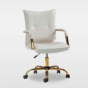Patrizia Contemporary Task Chair Office Swivel Ergonomic Upholstered Chair with Tufted Back-White