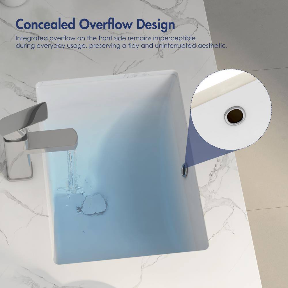 Denbigh 21'' White Ceramic Rectangular Undermount Sink