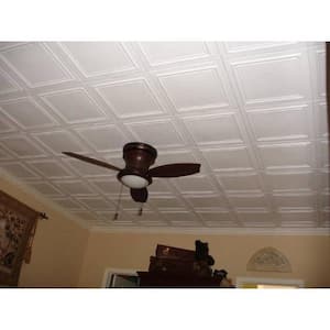 Bijou and Bee 1.6 ft. x 1.6 ft. Foam Glue-Up Ceiling Tile in Plain White (21.6 sq. ft. / case)