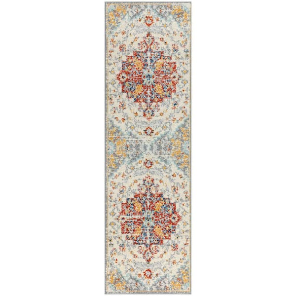 Nourison Passion Ivory Multicolor 2 ft. x 8 ft. Center medallion Traditional Runner Area Rug