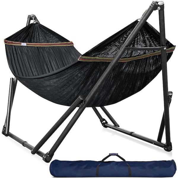 ITOPFOX 10 ft. Free Standing Camping Hammock with Stand in Black