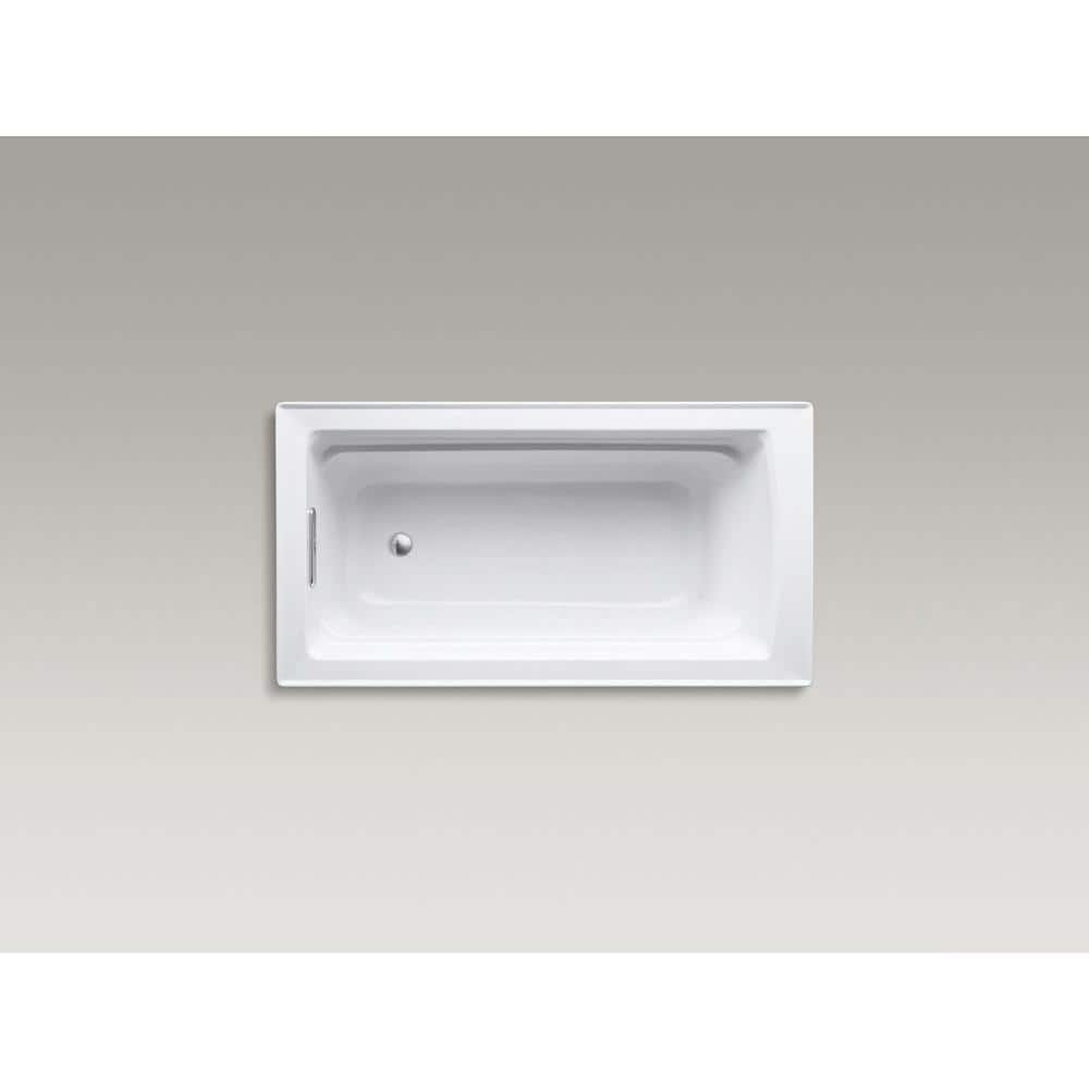Archer 60" White Acrylic Drop-In Bathtub with Reversible Drain