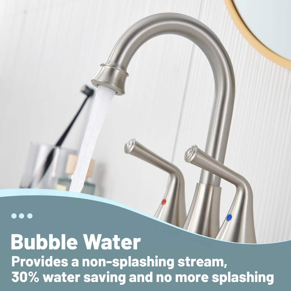Brushed Nickel Dual Handle Bathroom Sink Faucet with Drain Kit