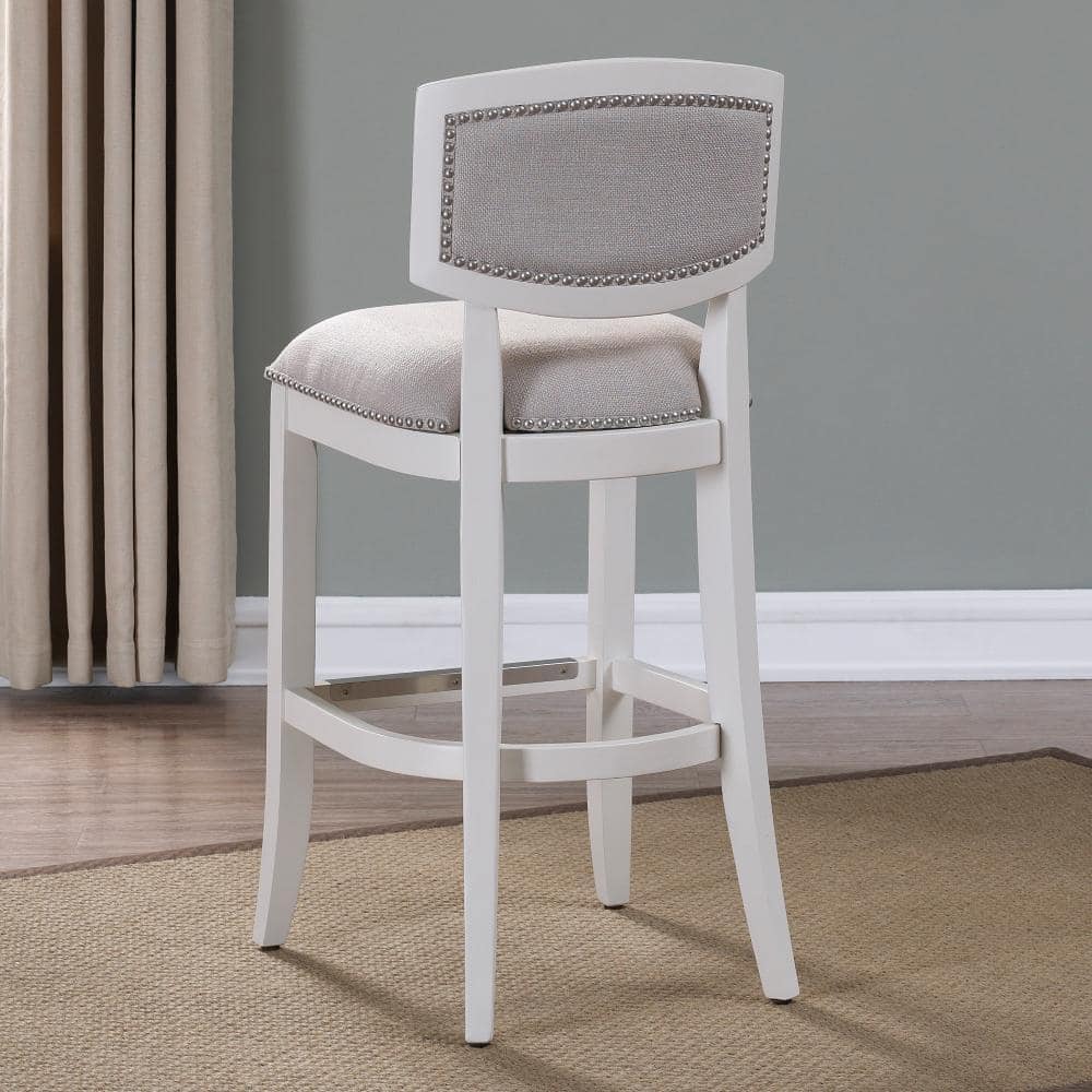 Amelia Adjustable Traditional Bar Stool in Antique White and Beige