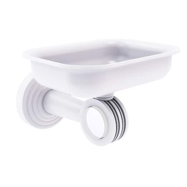 Allied Brass Pacific Beach Wall Mounted Soap Dish Holder with Dotted Accents in Matte Gray
