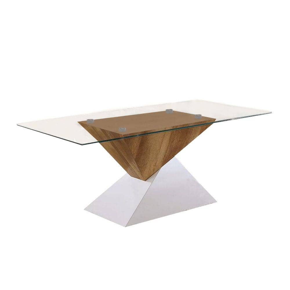 Benjara 20 in. White and Brown Rectangle Wood End Table with Pedestal Base  BM240044 - The Home Depot