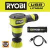 USB Lithium Compact Scrubber Kit with 2.0 Ah Battery, USB Charging Cord, and 2 in. Medium Bristle Brush