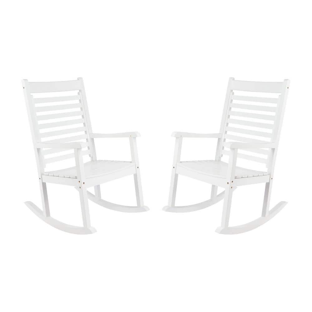 Shine Company White Wood Outdoor Rocking Chair Set of 2 4337WT-2BX ...